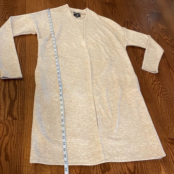 GENTLEFAWN Oversized open front longline duster sweater cardigan Heather beige S - Picture 10 of 11